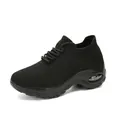Chaussures de marche en maille noire pour femmes avec semelle à bulle d'air - 35 / Tout Noir