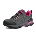 Women's outdoor high-top hiking shoes in dark grey and pink with anti-slip soles - 35 / Low-Top Hiking Shoes (8018) / Grey Rose Red