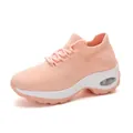 Chaussures de sport en maille rose pêche pour femmes avec semelle à coussin d'air - Rose
