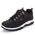 Men's outdoor sports casual shoes with black mesh upper and non-slip rubber sole - 38 / Black