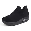 Zapatillas negras de malla transpirable para mujer con parte superior tejida y cámara de aire - 35 / Negro