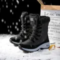 Botas de nieve negras para mujer con forro de piel y suela de cámara de aire - 36 / Negro