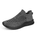Zapatillas de running slip-on para hombre en malla transpirable gris negro con suela gruesa - 36 / Gris