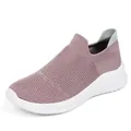 Women's pink knit slip-on sneakers with breathable mesh upper and white lightweight sole - 35 / Purple