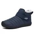Dunkelblaue Winter-Schneestiefel mit Steppmuster und warmem Kunstfellfutter - 35 / Blau