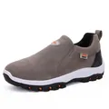UFK men's slip-on hiking shoes in khaki suede with anti-slip thick rubber soles - 38 / 005-1 Slip-on Grey