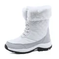 Botas de nieve blancas para mujer con cuello de piel sintética y suela de goma - EU 36 / Blanco