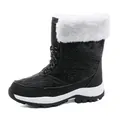 Botas de nieve acolchadas negras para mujer con cuello de pelo sintético y suela de goma - EU 36 / Negro