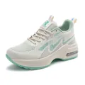 Sneaker platform da donna in mesh traspirante color crema e verde con suola spessa - 35 / Beige-Verde