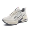 Sneakers da donna in mesh crema e grigio con zeppa interna e suola con cuscinetto d'aria - 35 / Grigio Beige