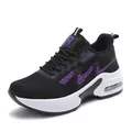 Sneaker platform traspiranti nero e viola con suola con ammortizzazione ad aria - 35 / Nero e Viola