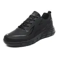 All-black waterproof men's sneakers in synthetic leather with thick anti-slip rubber sole - EU 39 / All Black