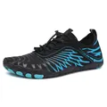 Men's outdoor wading shoes with black and blue breathable mesh and anti-slip rubber soles - 40 / Black Blue
