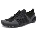Detail of breathable mesh upper and quick-lace system on outdoor amphibious water shoes - 36 / Black