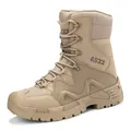 Tactical high-top desert boot in khaki suede with durable rubber grip sole - 39 / Sand