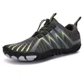 Grijze waterschoenen met neongroene golfpatronen en een handig snelstriksysteem - 35 / Grijs