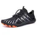 Black and orange non-slip barefoot water shoes with quick-lace system for outdoor sports - 38 / A35 Style (A35) / Black