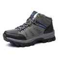 Men's high-top fleece-lined hiking boots in dark grey with anti-slip rubber soles - 36 / Gray