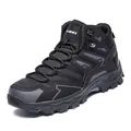 Men's high-top black outdoor hiking boots with rugged soles and geometric details - EU 36 / Black