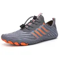 Grey quick-dry barefoot water shoes with orange wavy patterns and non-slip rubber soles - 35 / A34 Style / Gray
