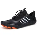 Black barefoot water shoes with quick-lace system and bright orange non-slip rubber soles - 38 / A34 Style (A34) / Black