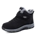 Men's black winter snow boots with warm faux fur lining and anti-slip rubber soles - 46 / Style 2936 / Black