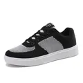 Men's breathable knit fashion skateboard shoes in classic black and white style - 36 / Black and White