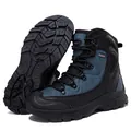 Men's mid-top tactical boots in navy blue and black with non-slip rubber soles - 39 / Black Blue