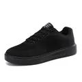 Men's large size black breathable mesh sneakers with fashion professional skateboard label - 36 / All Black