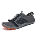 Dark gray breathable water shoes with elastic drawstring and orange non-slip rubber soles - EU 35 / Dark Gray