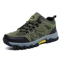 Army green suede outdoor hiking shoe with durable rubber sole and yellow accents - EU 39 / Army Green