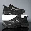 Men's outdoor hiking shoes in black featuring breathable mesh and a thick anti-slip sole - EU 36 / Black