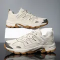 Retro cream mesh hiking shoes with durable gum soles and blue sport detailing - EU 36 / Off White