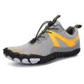 Breathable outdoor quick-dry water shoes with gray mesh and yellow support straps - 38 / Grey Yellow