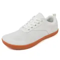 White barefoot outdoor camping shoes with orange rubber sole and breathable mesh - 43 / White