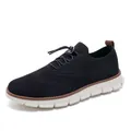 Men's breathable black flyknit slip-on sneakers with brown pull tab and white thick sole - 40 / Black (8811)