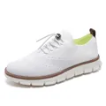 White breathable knit loafers with green interior and non-slip thick rubber soles - 40 / White (8811)