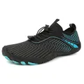 Men and women black water shoes with blue waves and non-slip rubber outsoles - EU 38 / Black and Blue