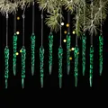 Set of 12 emerald green spiral icicle Christmas tree ornaments with silver hooks - 12PCS / Emerald Green