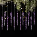 Set of 12 purple spiral icicle Christmas tree ornaments with elegant twisted acrylic design - 12PCS / Purple