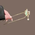 Épingle à cheveux papillon en U élégante avec pompon en perles dorées - Style Pendentif en Perle Papillon Émaillé / Or