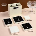 Elegant almond beige jewelry box set with ribbon handle bag and matching thin gift boxes - Almond Beige