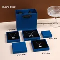 Navy blue jewelry box set with ribbon handle handbag and various packaging sizes - Navy Blue