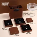 Elegant walnut brown jewelry box set with textured finish and black flocking liner - 5*5*1.5CM / Forest Velvet Walnut Brown