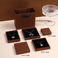 Elegant walnut brown jewelry box set with textured finish and black flocking liner - Walnut Brown