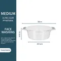 Lavabo transparente de PP tamaño mediano para cocina y baño, 30 cm de diámetro exterior - Mediano - Para lavar la cara / Transparente