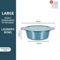 Large transparent blue plastic washbasin with ergonomic handles and 34cm outer diameter - Large - For Laundry / Transparent Blue