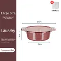 Large transparent red PP plastic wash basin with handles and hook, 34cm diameter size - Large - For Laundry / Translucent Red