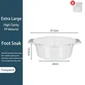 Transparent XL washbasin with handles for laundry and foot bath, 37.5cm size - Extra Large - For Foot Soak / Clear