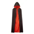 Reversible red and black hooded cloak for Halloween costumes and roleplay activities - 80cm / Red and Black Reversible Hooded Style